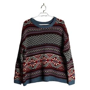 QED London Women's Patterned knit Crewneck Sweater